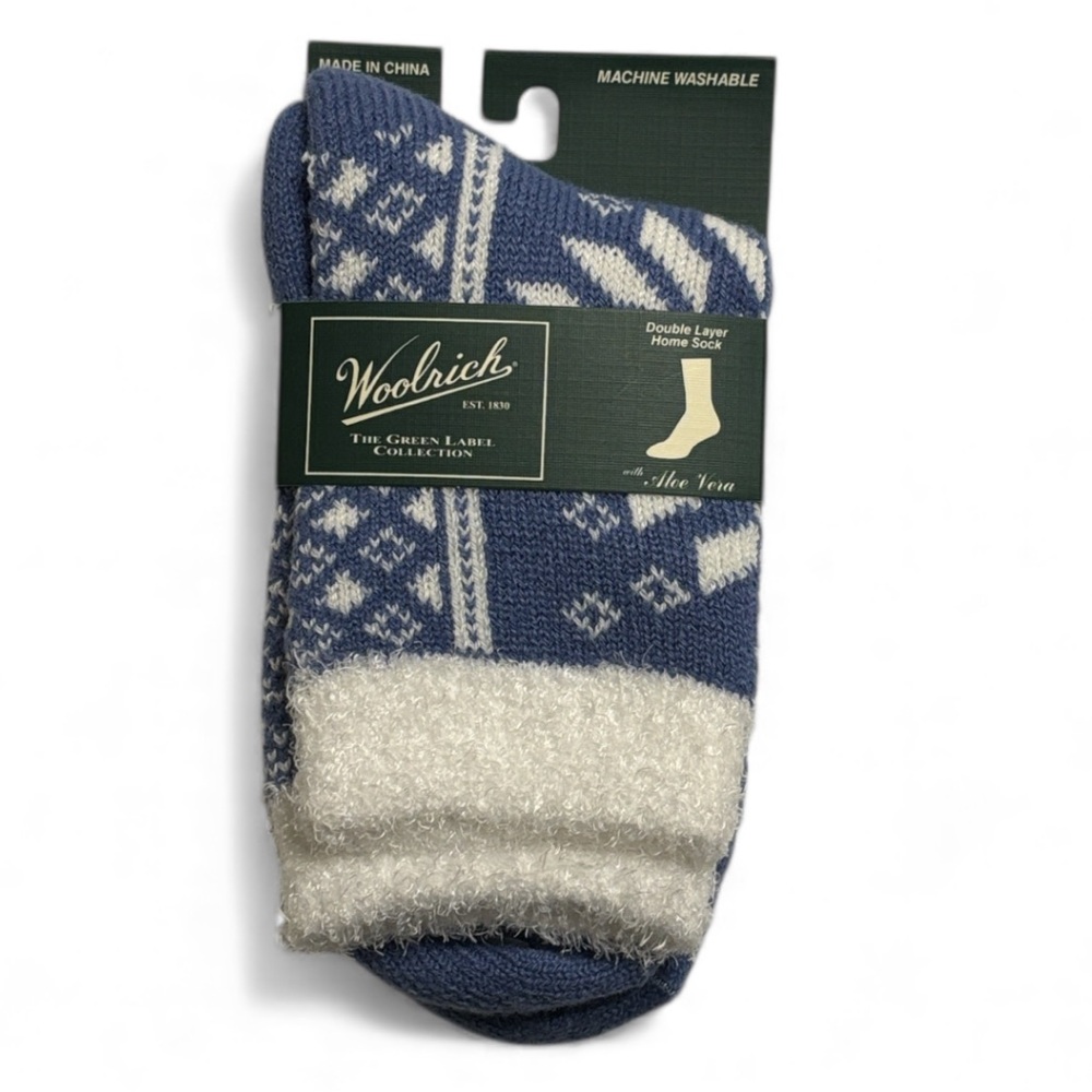 Woolrich Women's Aloe Infused Double Layer Periwinkle Home Socks